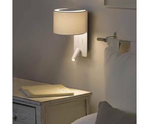 FARO BARCELONA Fold wall light with LED reading lamp, white