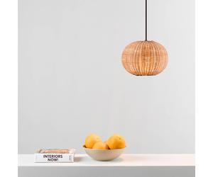 FARO BARCELONA Haka pendant light with rattan shade, Ø 25 cm