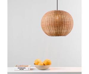 FARO BARCELONA Haka pendant light with rattan shade, Ø 30 cm
