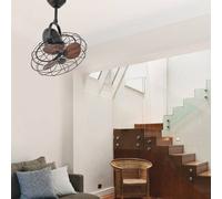 FARO BARCELONA Keiki fan, wall and ceiling mount, Ø 43cm, AC, dark brown