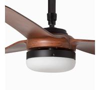 FARO BARCELONA LED ceiling fan Punt M, quiet, DC, black/dark wood