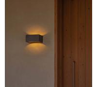 FARO BARCELONA LED wall light Glint, 3000K, 15 cm, grey, concrete, IP55