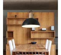 Margot 1 Light Dome Ceiling Pendant Black Wood E27 Netlighting Black One Size