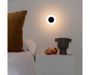 FARO BARCELONA Moy LED wall lamp in black, glass lampshade