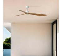 FARO BARCELONA Outwood ceiling fan, brown, DC, quiet, Ø 150 cm, IP44