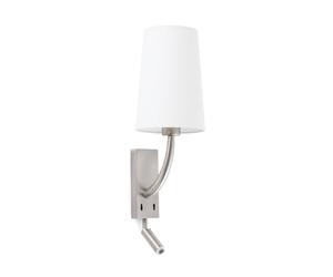 FARO BARCELONA Rem wall light with LED reading lamp, white/nickel
