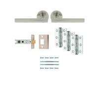 Faro Latch Pack Ultimate Door Handle Latch Fixings Set for Internal Wooden Doors Complete Hardware Pack for New Installations and Replacements (Satin Nickel)