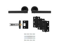 Faro Latch Pack Ultimate Door Handle Latch Fixings Set for Internal Wooden Doors Complete Hardware Pack for New Installations and Replacements (Matt Black)