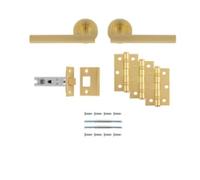 Faro Latch Pack Ultimate Door Handle Latch Fixings Set for Internal Wooden Doors Complete Hardware Pack for New Installations and Replacements (Satin Brass)