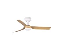 FARO Mini Punt Small White, Light Wood DC Ceiling Fan 6 Speed