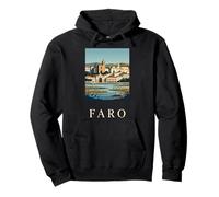 Faro Portugal Coastal Harbor Scenic Travel Art Pullover Hoodie
