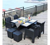 Faro Rattan Garden Patio Dining Set by Royalcraft - 4 Seats Ivory Cushions