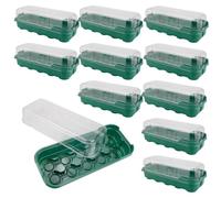 Faroby 10 Packs Seed Trays with Lids, 10-Cell Seed Starter Trays, Sturdy Plastic Plant Propagation Greenhouse Kits for Windowsill Gardening