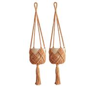 Faroby 2 Pack Macrame Plant Hangers Indoor, 35 Inch Boho Handwoven Cotton Rope Hanging Plant Holder with Tassel for Home Decor Coffee, Hangers Indoor