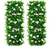 Faroby 2 Pcs Balcony Privacy Screen Artificial White Orchid Fence Foldable Faux Ivy White