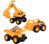 Faroby 3 Pcs Toy Cars Sturdy Smooth-Edged Beach Sand Toys Inertia-Driven Orange Construction