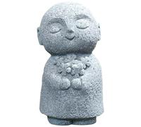 Faroby Buddha Statue Indoor Jizo Monk Praying Small Holding Flowers Zen Desk Decor