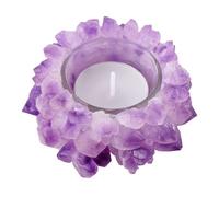 Faroby Candle Holder - Natural Amethyst Cluster Quartz Crystal Tea Light Holder, Candlestick Decor for Home Wedding Party Anniversary