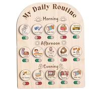 Faroby Daily Routine Chart for Kids, Wood Toddler Routine Chart with Storage Box, Visual Schedule for Home & Classroom