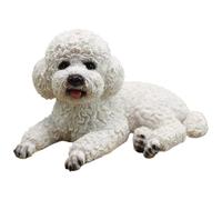Faroby Dog Statue 5.5x3.2x3.4 Inch Realistic Lying Posture Teddy Dog Figurines Adorable & Expressive Resin Decor for Car Dashboard, Home, Garden, White, Figurines