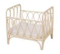 Faroby Dollhouse Bed 1/12 Scale - Metal Doll House Bed, Cute Realistic Miniature Baby Crib Cradles for Dollhouse Bedroom Furniture (White)