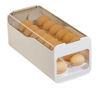 Faroby Egg Dispenser for Refrigerator, Stackable Egg Holder with Lid Rolling Eggs Organizer Clear Fridge Storage Container, White