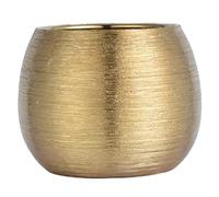 Faroby Gold Planter, Modern Ceramic Flower Pot with Brushed Gold Finish for Succulents and Home Decor, 8.27 Inch Round Vase Planter, Flower Pot
