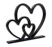 Faroby Heart Decor, Black Heart Decor Sculpture Modern Hollow Triple Design, Small Shelf For Home, 5.12 Inch