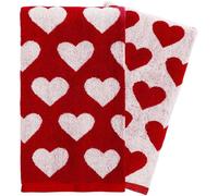 Faroby Heart Hand Towels 2Pcs, 13.78x29.53 inch Soft Cotton Antibacterial Decorative Absorbent for Drying Cleaning Cooking