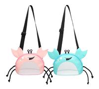 Faroby Kids Beach Bag Crab 2Pcs Design Seashell Bag Cute Mesh Beach with Adjustable Strap Toy Sand Toy for Holding Shells Toys, Mesh