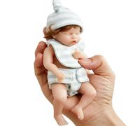 Faroby Mini Silicone Baby Doll 6 Inch Soft Skin Realistic with Hat and Clothes for Kids