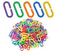 Faroby Plastic Chain Links, 200PCS Colorful C Clip Interchangeable Bird Cage Clips for Parrot Rat Toy