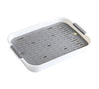 Faroby Rabbit Litter Tray 2 Tiers, Plastic Rectangular Bunny Pet Toilet 9.7x14.4x2'' Guinea Pig Litter Tray for Bunny Ferret Hamster, White L
