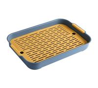 Faroby Rabbit Litter Tray 2 Tiers Rabbit Litter Box Plastic Rectangular Bunny Pet Toilet, Blue L, 9.7x14.4x2