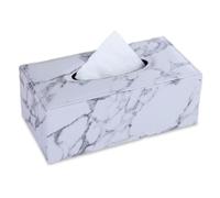 Faroby Rectangle Tissue Box Cover - 9.5x4.7x3.7 Waterproof PU Leather Marble Decorative Cover, Napkin Holder for Home Office Tabletop