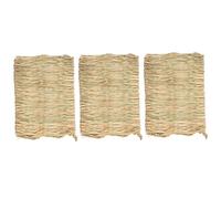 Faroby Small Animal Grass Mat Rabbit Woven Bed Mat for Bunny Bedding Nest, Hamster Chew Toy 3PCS