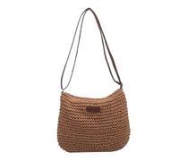 Faroby Straw Beach Bag for Women Braided Single Shoulder Large Capacity Khaki