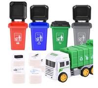 Faroby Trash Truck Toy - Classification Game Garbage Truck with 4 Trash Cans & Illustrated Flash Cards, Waste Management Recycling for Kids