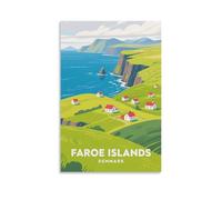 Faroe Islands Denmark Vintage Travel Posters 24x36inch(60x90cm) Wall Decor Painting Canvas Wall Art Living Room Poster Bedroom