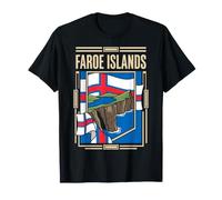 Faroe Islands Flag Coastal Cliffs Retro Vintage Art T-Shirt