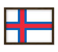 Faroe Islands National Flag Vexillology World Flags Country Region Poster Artwork Framed Wall Art Print A4 Artery8 Brown One Size