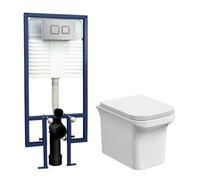 Balterley Faron Soft Square Wall Hung Toilet & Cistern with Plate, 390mm in White Balterley White