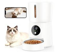 Faroro Automatic Cat Feeder with Camera, 1080P HD Video with Night Vision, 2-Way Audio, 4L Pet Feeder with Adjustable Camera Angle & Blockage Sensor, APP Control Cat Food Dispenser, 5GHz Wi-Fi