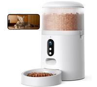 Faroro Automatic Cat Feeder with Camera, 3MP HD Video with Night Vision, 5G WiFi Cat Feeder with APP Control, 2-Way Audio, Low Food Sensor, Motion