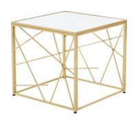 farota square mirrored glass side table with gold frame