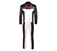 FARQ FASHION Super Red & Black 2025 Mr. Terrific Man Leather Costume Set - Mister-Inspired Tech Jacket & Pant