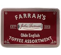 Farrah's of Harrogate - Toffee Assortment (200g) - Gifting Olde English Embossed Reusable Tin Filler With Traditionally Handmade Luxury Mouth-watering Toffee, Rich Heritage Dating Back To 1840