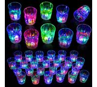 Farrdun 48 Pack Light up Shot Glasses Party Favors LED Flash Light Up Drinking Glasses Adults Shot Cups for Party Glow in the Dark Shot Glasses Supplies for Birthday Christmas Halloween Bar Easter