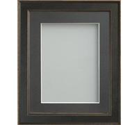 Farrell Rustic Black Wooden Picture Photo Frame with Grey Mount * Choice of Sizes* NEW
