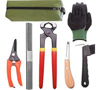 Farrier Tool Kits - 8 inch Professional Farriers Hoof Nipper Cutter Handle Knife Mini Rasp Hoof File Goat Pig Equine Metal Shears（7 Piece）